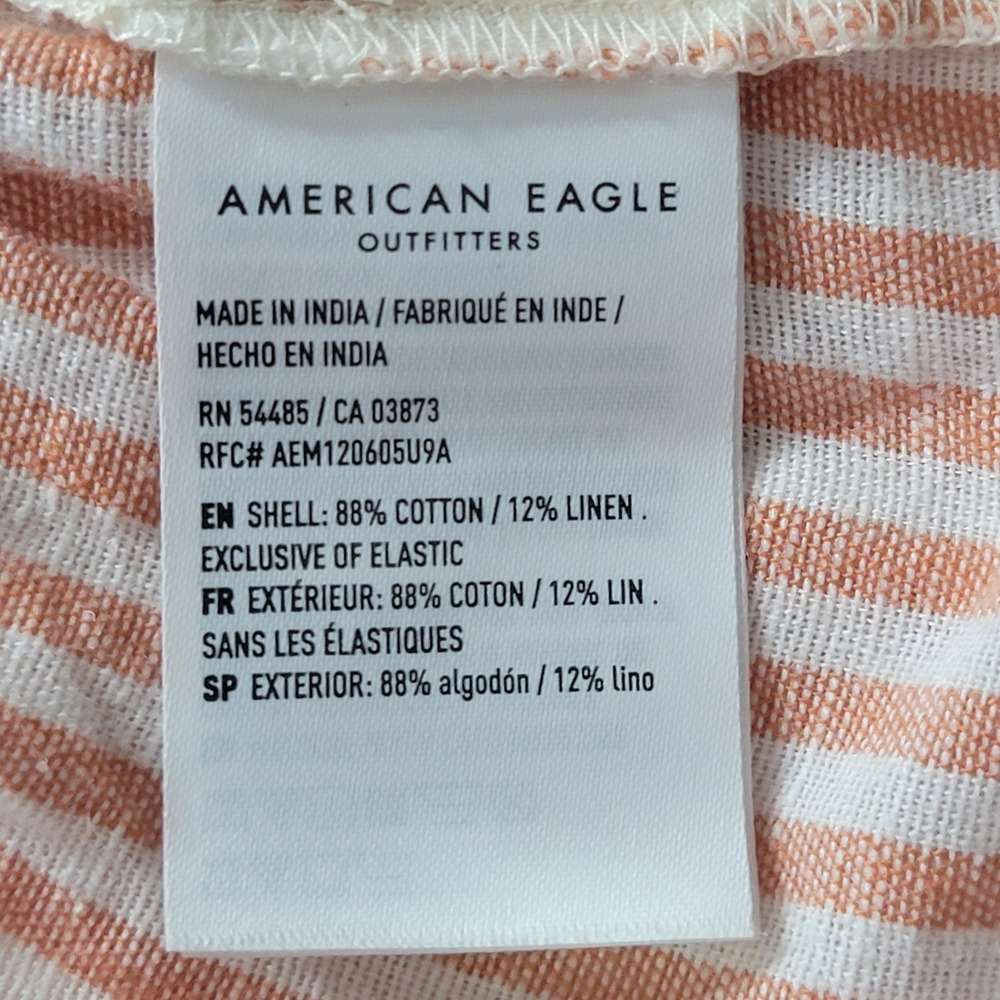 American Eagle Peplum Tank Womens XXL Peach Striped Cotton Linen Blend - Picture 5 of 12